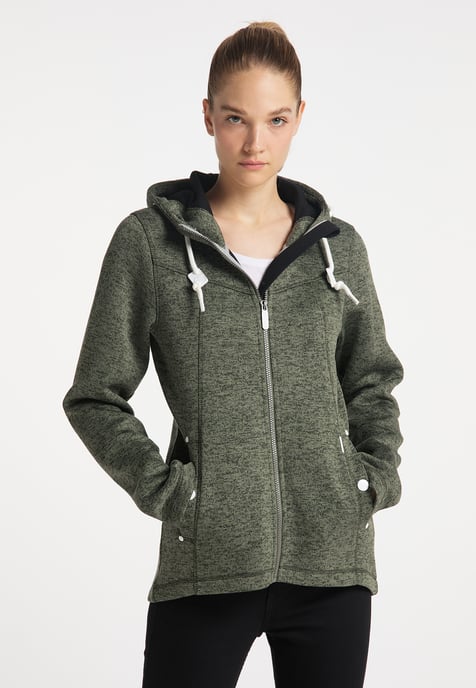 ICEBOUND Serie yuka Strickfleecejacke Damen Oliv Melange - Image 2
