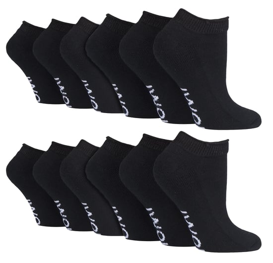 12 Paar Multipack Diabetiker-Trainersocken für geschwollene Füße & Knöchel | IOMI | Baumwolle gepolstert extra breite Low Cut Socken für Männer & Frauen - Schwarz - Image 1