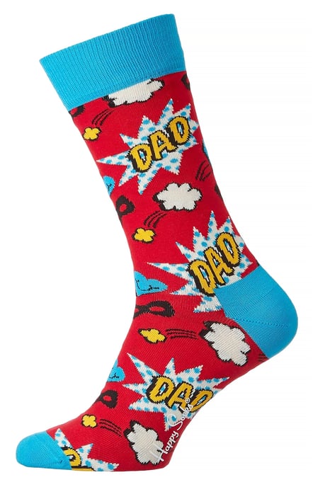 Neuheit Väter Socken | Glückliche Socken | Lustige rote blaue Socken mit verstärktem Fersen- und Zehenbereich | Vatertagsgeschenk - Rot - Image 1