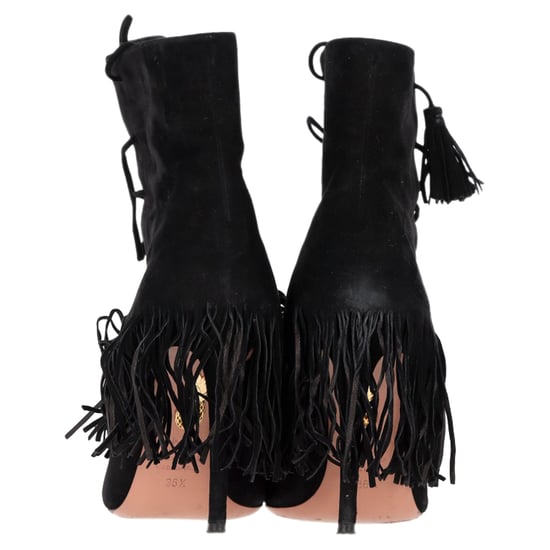 Aquazzura Mustang 105 Fransen Stiefeletten aus schwarzem Wildleder - Image 5