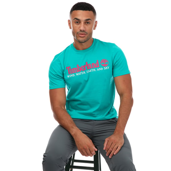 T-shirt Life Graphic Timberland Pour Homme en Sarcelle - Image 4
