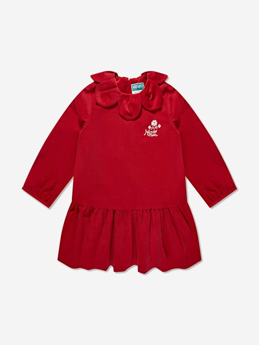 KENZO Girls Palatine Velvet Dress in Red
