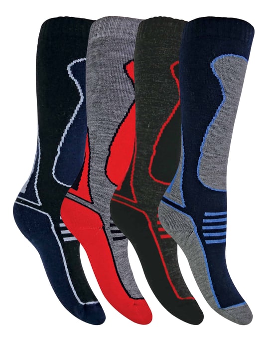 4 Paar Herren Damen Kinder Lange Kniestrümpfe aus Wollmischung Ski Socken - Image 1