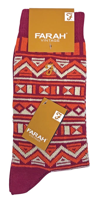 Farah - 2 Paar Herren Funky Vintage gemustert bunte dicke Baumwolle Crew Socken - FVS008SUN - Image 2