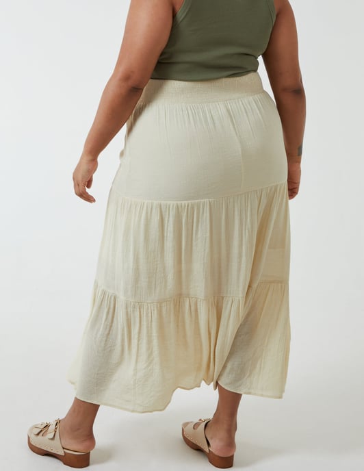 Curve Tiered Shirred Maxi Skirt
