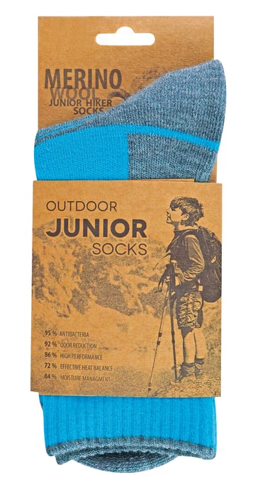 Kinder Merinowolle Wandern Socken | Comodo | Anti Blister Socken - Türkis - Image 2