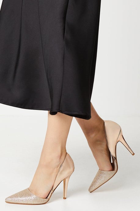 Dejas Glitter Mirror Metallic Court Shoes