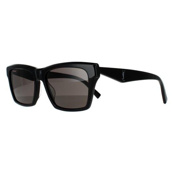 Saint Laurent Rechteck Unisex glänzend schwarz dunkelgrau Sonnenbrille - Image 2