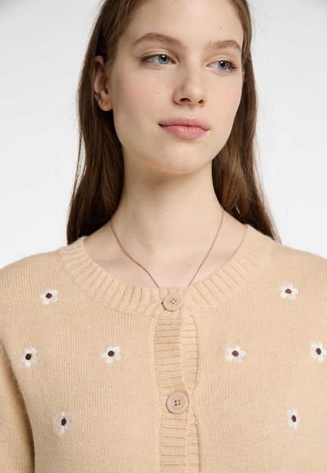Dreimaster Strickjacke mit Stickerei Damen Beige - Image 3