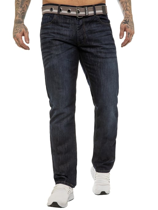 Enzo | Herren Designer Regular Fit Denim Jeans - Indigo - Image 1