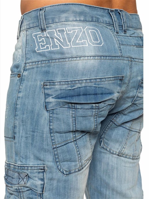 Enzo | Herren Combat Denim Jeans - Hellblau - Image 4