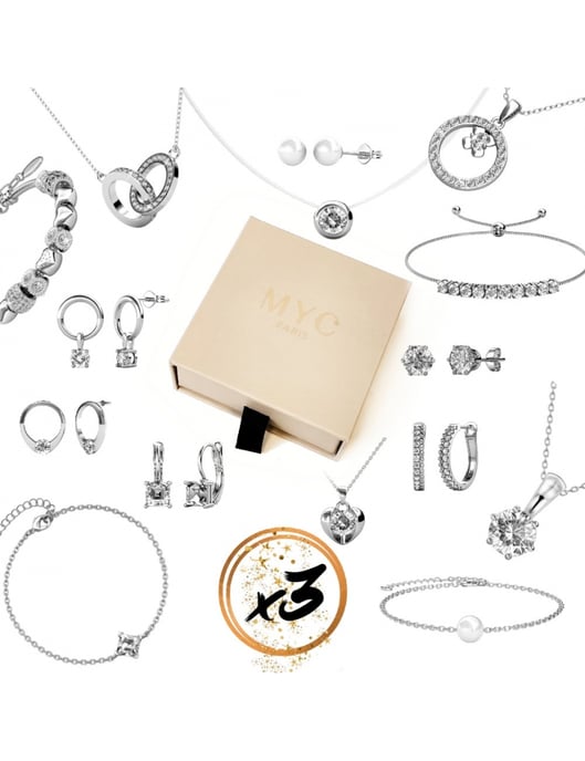 3 Überraschungsjuwelen in einer Geschenkbox - Silber und Kristall - Image 1