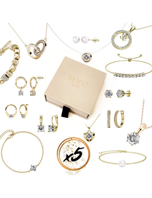 5 Überraschungsjuwelen in einer Geschenkbox - Gold und Kristall - Image 1