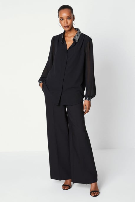 Silver Sequin Collared Shirt - Image 3