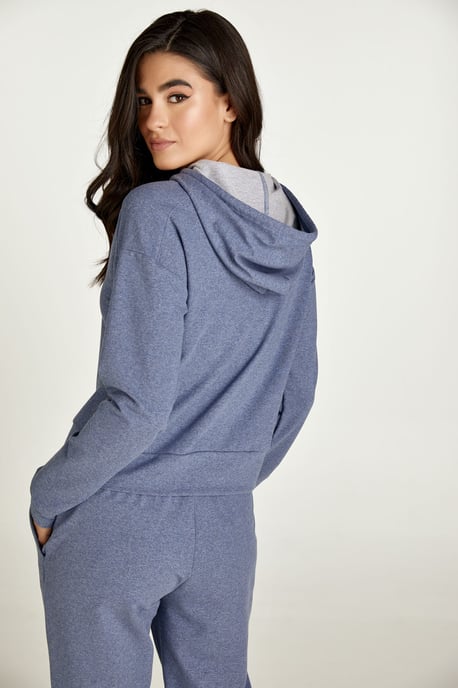 Indigo Mélange Sweatshirt mit Kapuze - Image 6