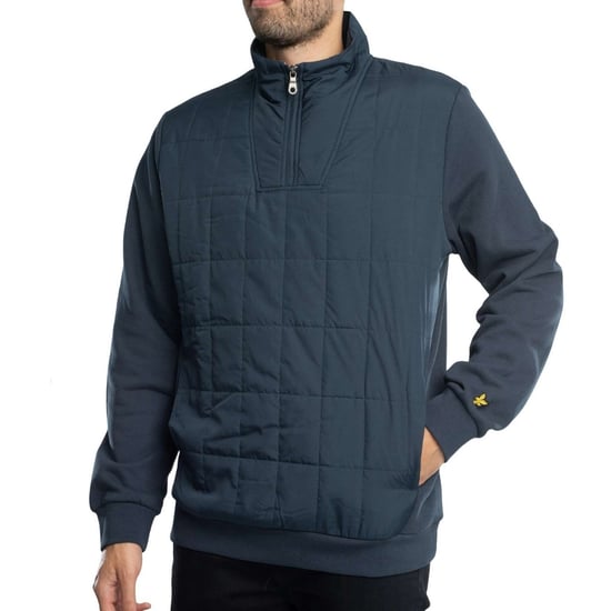 Lyle & Scott Hybrid Quilted Navy Blue Half-Zip Sweatshirt - Image 2