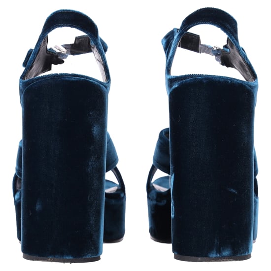 Jil Sander Chunky Sandalenabsätze aus blauem Samt - Image 3