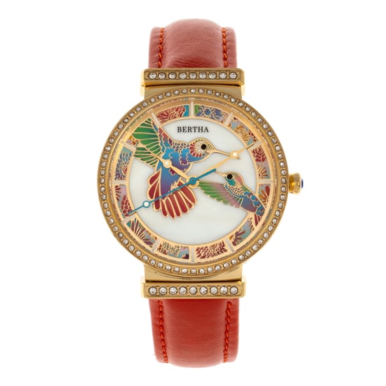 Montre à bracelet en cuir nacre Bertha Emily - Image 1