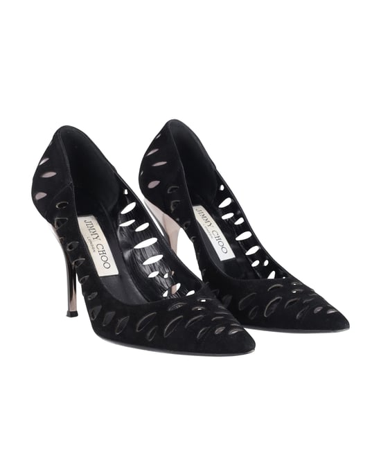 Jimmy Choo Lasercut Romy Pumps Schwarzes Wildleder - Image 4