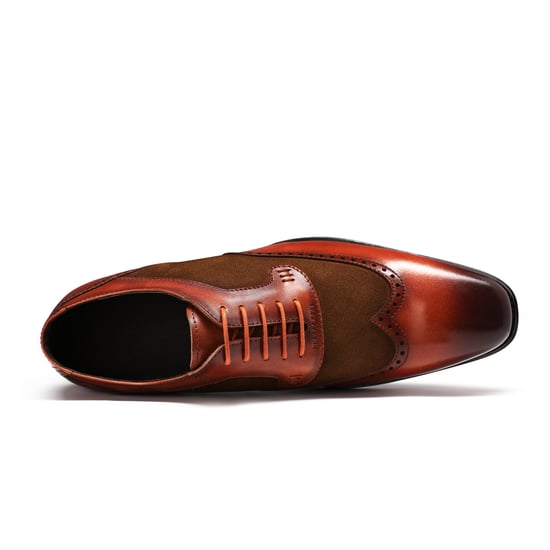 Herrenschuh mit klassischer Ziernaht Business-Schuh Glattleder Halbschuhe Braun - Image 6