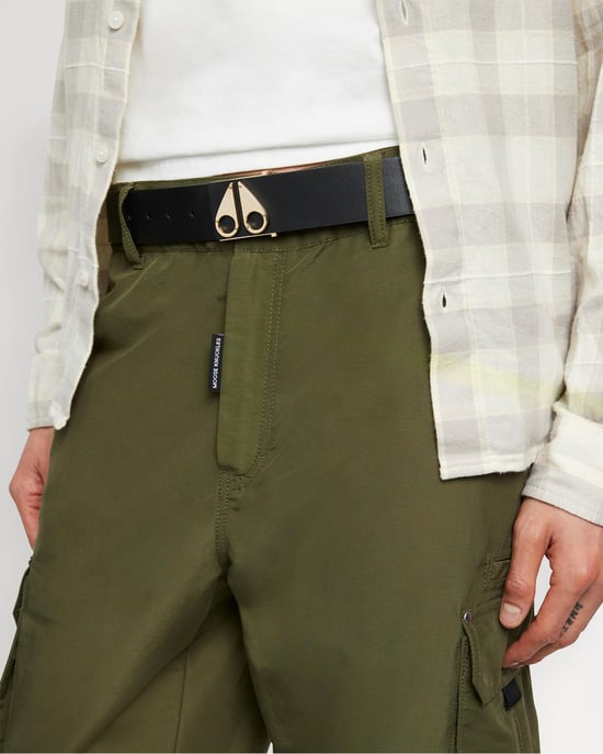 Moose Knuckles Mens Gold Logo Icon Belt - Image 4