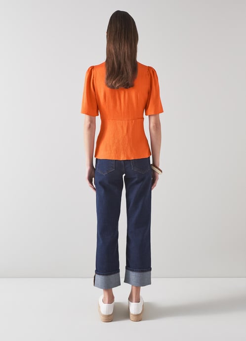 LK Bennett Gabbi Woven Tops, Orange