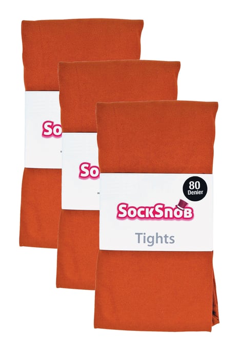 3 Paar Multipack Damen farbige undurchsichtige 80 Denier Strumpfhosen | Socken Snob | einfarbige Block Farbe Strumpfhosen - Potters Clay - Image 2