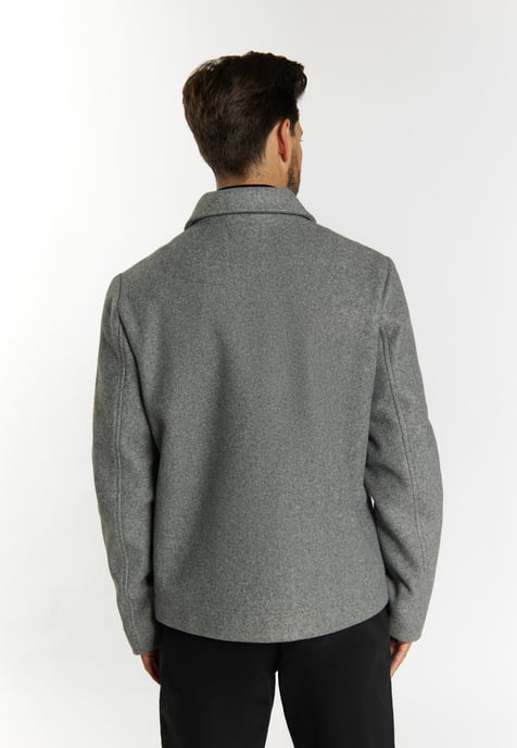 Dreimaster Übergangsjacke in Wolloptik Herren grau melange - Image 4