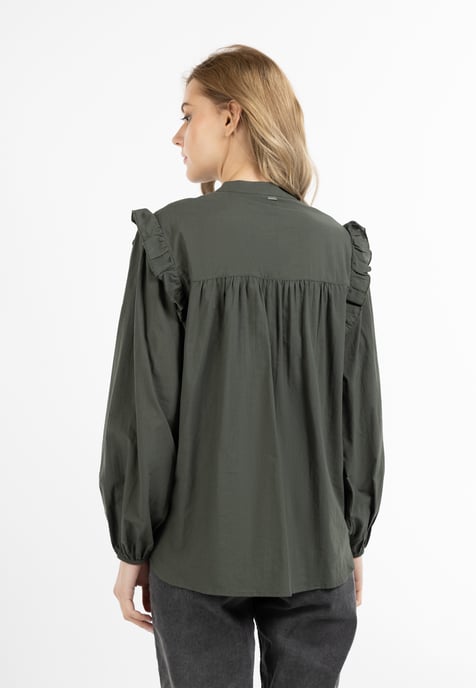 Dreimaster Langarmbluse Damen dunkeloliv - Image 4