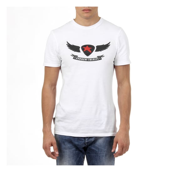 Andrew Charles Mens T-Shirt Short Sleeves Round Neck White KEITA