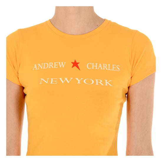 Andrew Charles Womens T-Shirt Short Sleeves Round Neck Yellow TARANA