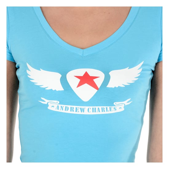 Andrew Charles Womens T-Shirt Short Sleeves V-Neck Light Blue TAPIWA