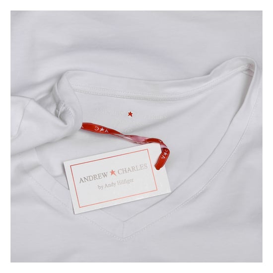 Andrew Charles Womens T-Shirt Short Sleeves V-Neck White TAPIWA