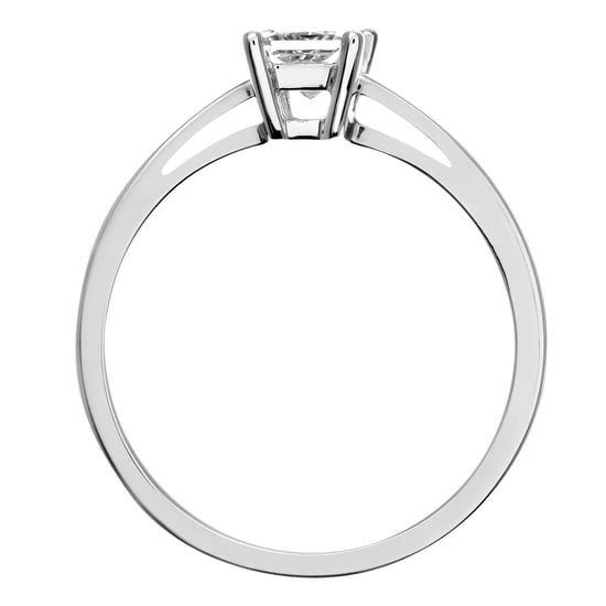Bague de fiançailles en or blanc 18 carats 1/3 carat certifié J/I avec diamant taille princesse - Image 3