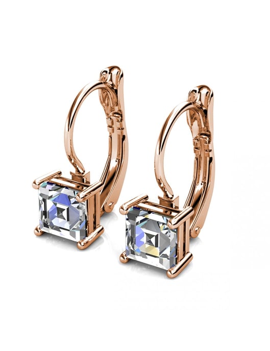 Quadratische Ohrringe - Rose Gold und Kristall - Image 4