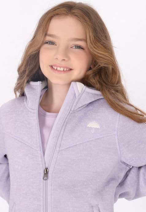 Schmuddelwedda Strickfleecejacke Mädchen Grauviolett Melange - Image 5