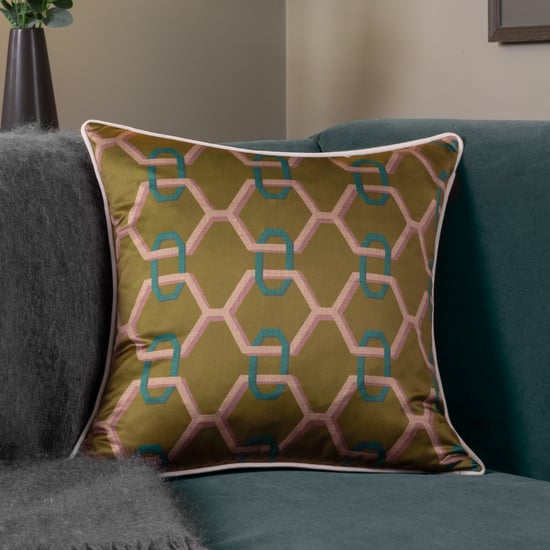 Paoletti Carnaby Kettengeometrisches Satin-Polyester-Kissen - Image 5