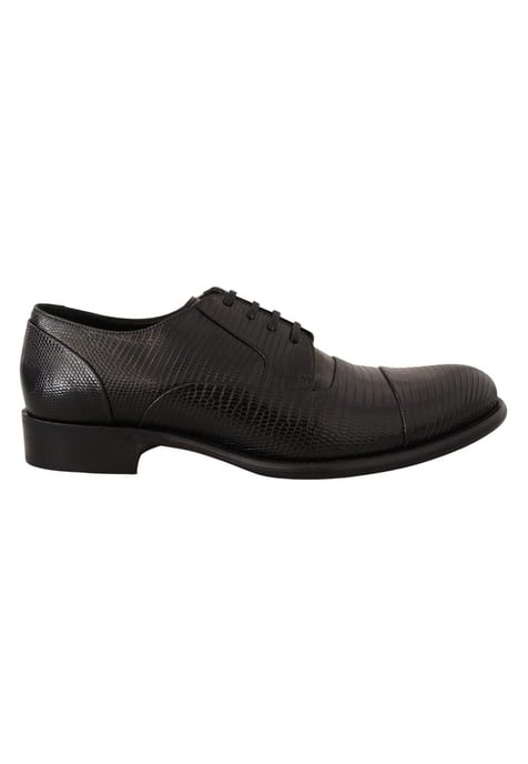 Dolce & Gabbana Men's Black Lizard Leather Derby Dress Shoes