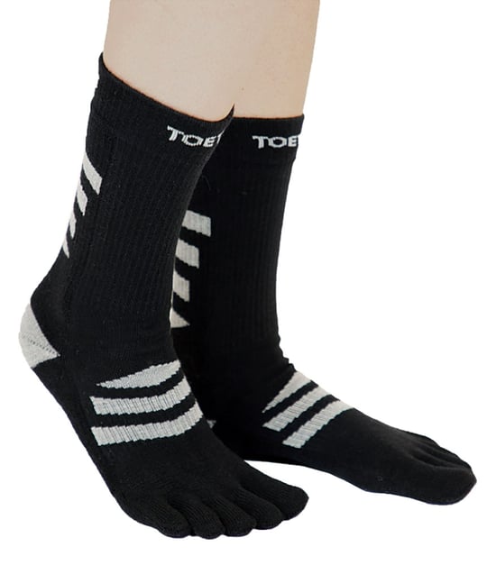TOETOE - Herren- und Damen-Outdoor 3D-Frottier-Läufer Socken aus Wolle mit Polsterung - Schwarz und Grau - Image 2