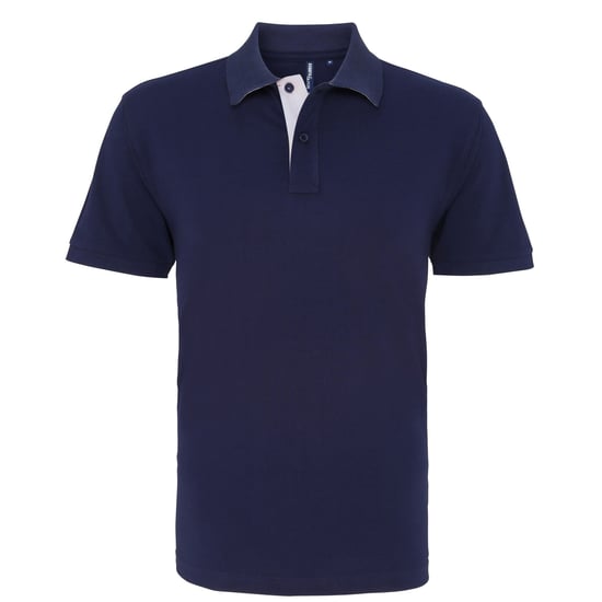 Asquith & Fox Herren Classic Fit Kontrast-Poloshirt (Navy/ Weiß) - Image 1