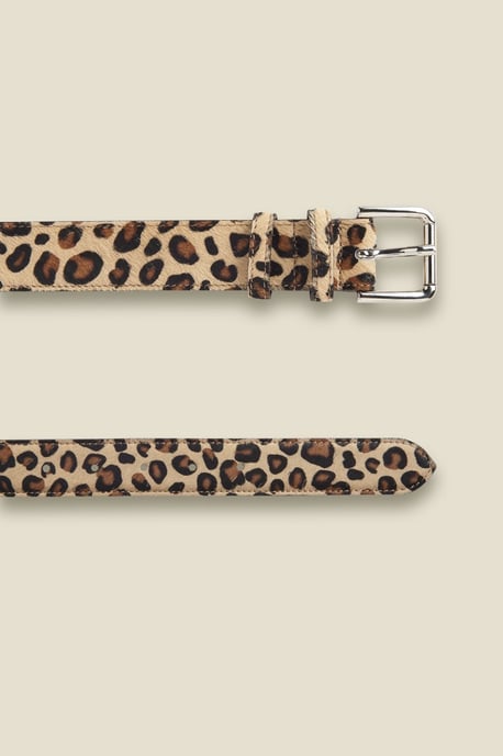 Leopard Pony Waist Belt With Gold Square Buckle