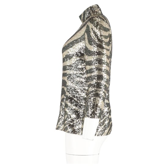 Dolce & Gabbana Zebra-Print Rollkragenoberteil in bunten Pailletten - Image 5