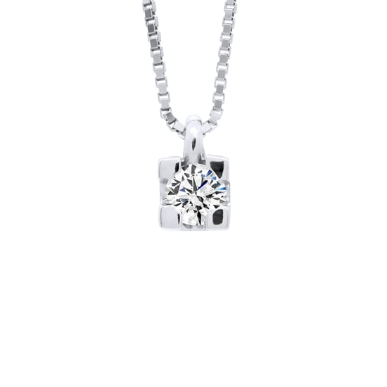 DIADEMA - Necklace with Diamonds - White Gold - Venetian Chain