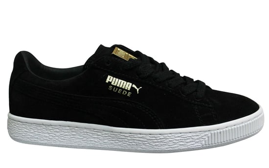 Puma Suede Classic Metal Badge Black Leather Lace Up Mens Trainers 370081 01