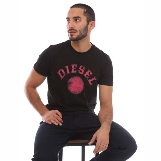 Diesel - Schwarzes T-Shirt mit verblasstem Kreis-Design in Pink - Image 4