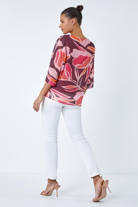 Floral Print Overlay Top