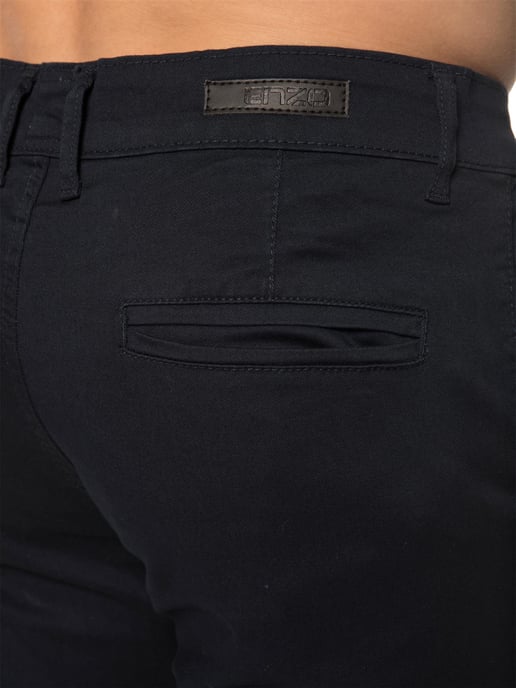 Enzo | Herren Slim Fit Stretch Chino Shorts - Marine - Image 4