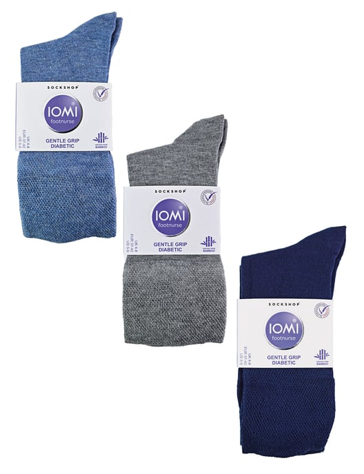 IOMI - 6 Pack Damen Diabetiker Bambus Socken | Extra breite nahtlose lockere nicht elastische Socken für Frauen - Blau - Image 2