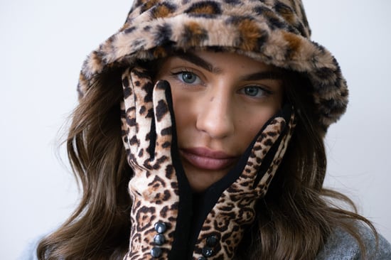 Leopard Print Gloves with Black Buttons