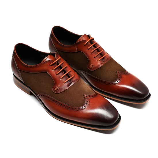 Herrenschuh mit klassischer Ziernaht Business-Schuh Glattleder Halbschuhe Braun - Image 3